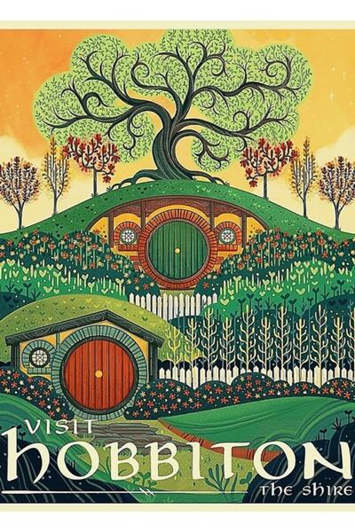 Universal Vizitați Hobiton Tablo Poster decorativ din lemn