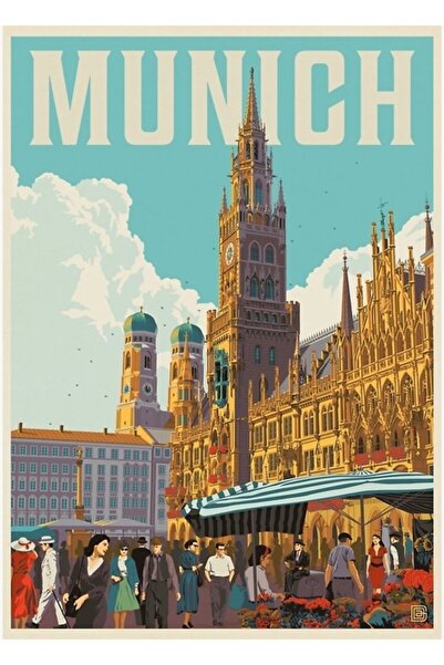 Universal Münih Almanya Seyahat Tablo Ahşap Poster Dekoratif
