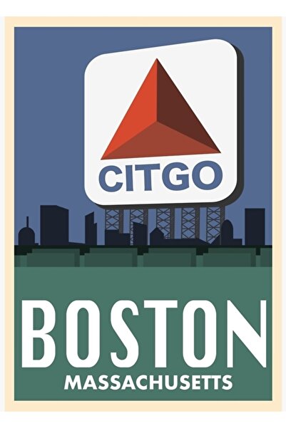 Universal Декоративен дървен плакат за пътуване до Бостън, тип 5 "