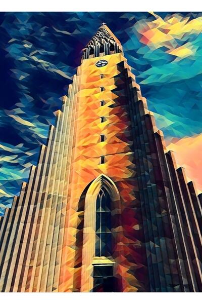 Universal Islanda, Tablou Hallgrimskirkja, Poster decorativ din lemn