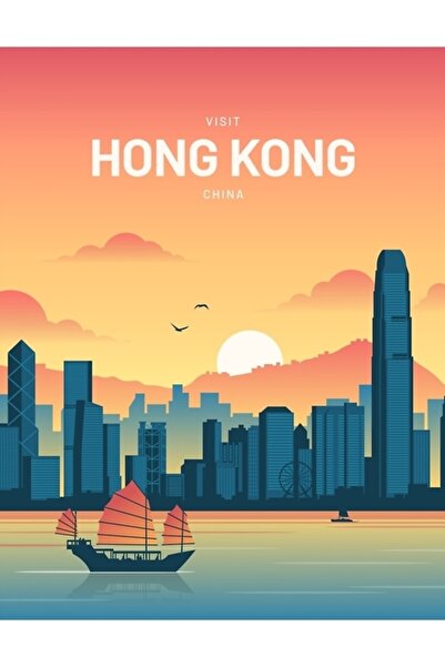 Universal Poster decorativ din lemn cu tematică de călătorie Hong Kong