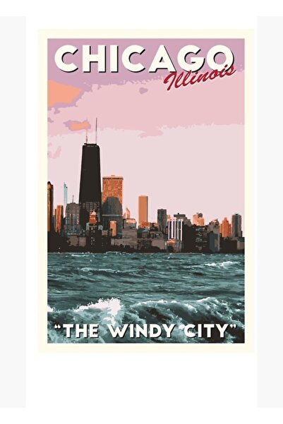 Universal Poster de călătorie Chicago, tablou decorativ din lemn