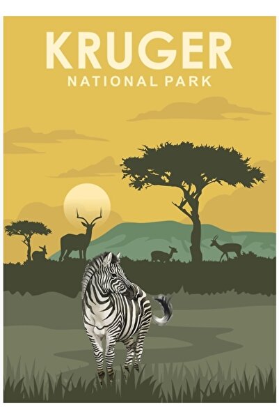 Universal Αφίσα ταξιδιού στο Εθνικό Πάρκο Κρούγκερ Νότια Αφρική Ζωγραφική ξύλ...
