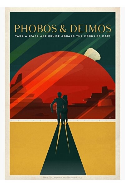 Universal Декоративен дървен плакат с картина на Фобос и Деймос