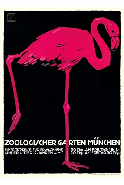 Universal 1912 Ludwig Hohlwein Ζωολογικός Κήπος της Μόναχος Φλαμίνγκο Αφίσα Ζ...