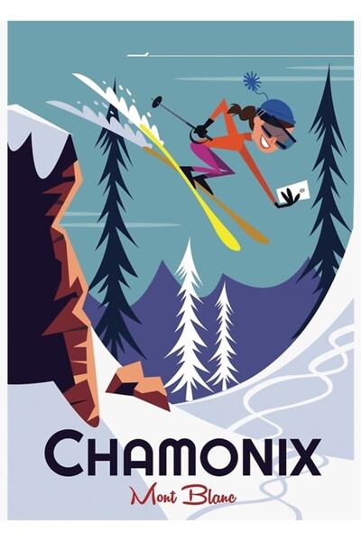 Universal Αφίσα Chamonix Mont Blanc, Ξύλινη Αφίσα, Διακοσμητική