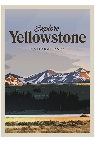 Universal Poster decorativ din lemn cu tablou din Parcul Național Yellowstone