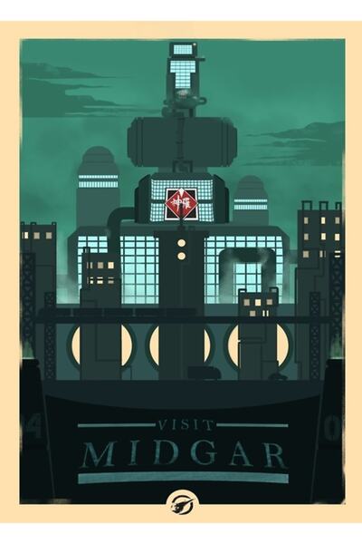 Universal Vizitați Midgar - Stil minimalist de călătorie - Poster decorativ d...