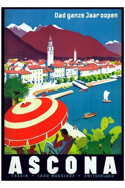 Universal Ascona Elveția Tablou de călătorie Poster din lemn decorativ