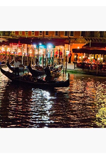 Universal Ρομαντικές γόνδολες και εστιατόρια στη Βενετία, Ιταλία τη νύχτα, Δι...
