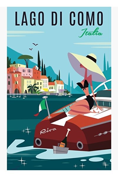 Universal Декоративен дървен плакат-картина Лаго Ди Комо