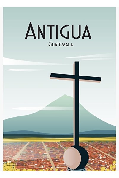 Universal Poster de călătorie Antigua Guatemala, tablou decorativ din lemn