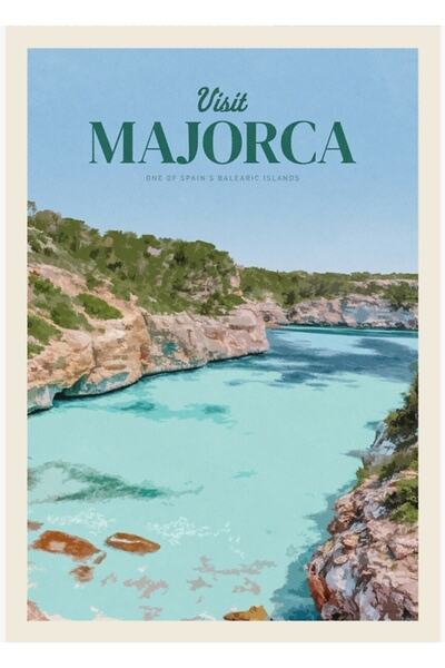 Universal Επισκεφθείτε την Μαγιόρκα, Ξύλινη Διακοσμητική Αφίσα Ζωγραφικής