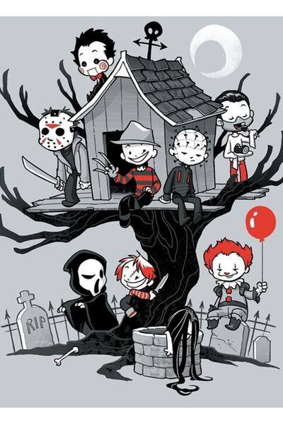 Universal Korku Evi Tablo Ahşap Poster Dekoratif