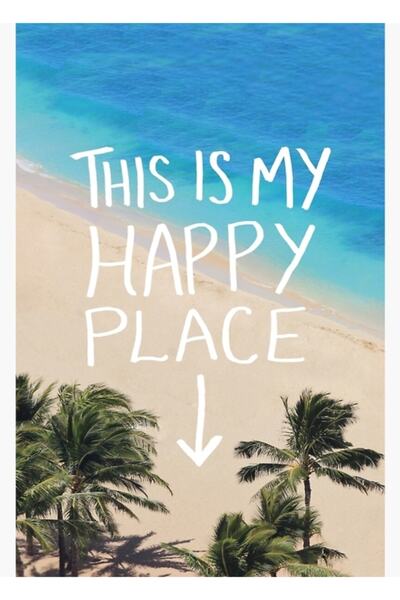 Universal Happy Place - Διακοσμητική Ξύλινη Αφίσα Ζωγραφικής Χαβάης