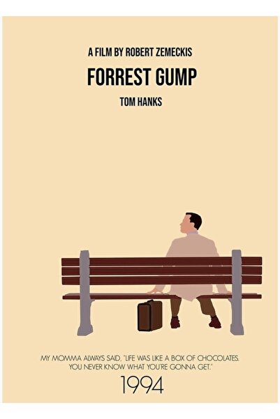 Universal Poster minimalist al filmului Forrest Gump, tablou decorativ din lemn.
