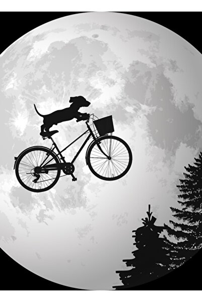 Universal Tablou cu câine teckel pe bicicletă, afiș decorativ din lemn, din s...