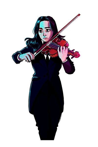 Universal Tablou Vanya Alb cu vioară, Poster decorativ din lemn