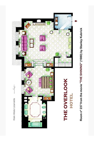 Universal Декоративен дървен плакат с план на етажа на стая 237 от „Сиянието“
