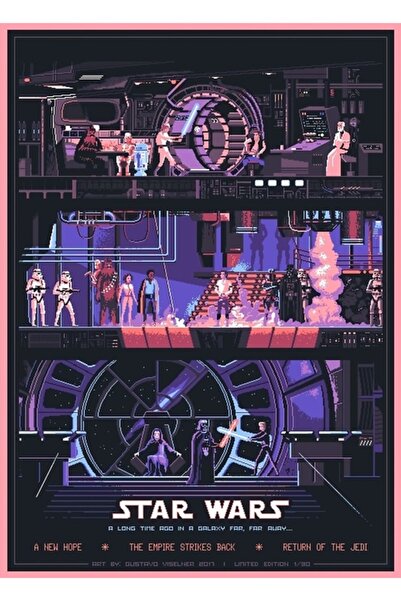 Universal Războiul Stelelor - Filme din anii '80 Poster decorativ din lemn