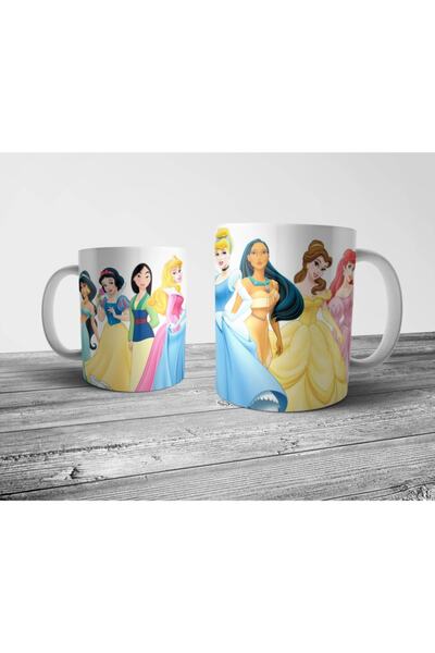Pixxa Disney Prensesleri - Ariel Mulan Snow White Cindirella Kupa Bardak Model 1