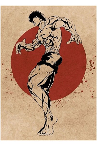 Universal Baki Hanma Retro Slika Krvavog Meseca Drveni Poster Dekorativni