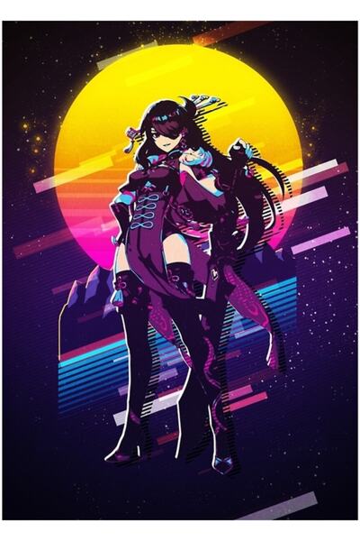 Universal Beidou - Genshin Impact Poster decorativ din lemn, stil retro anii '80