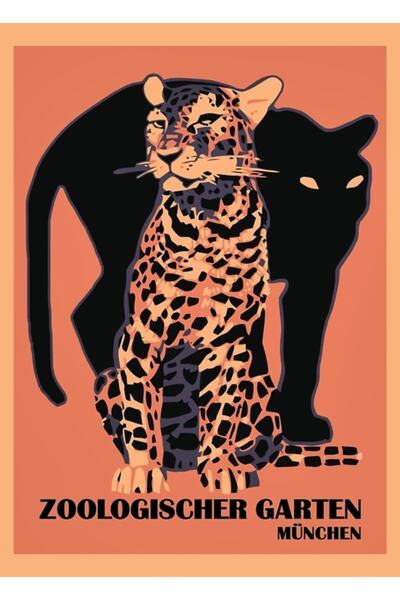 Universal Ρετρό Vintage Ζωολογικός Κήπος της Μόναχος Μεγάλες γάτες Ζωγραφική ...