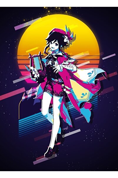 Universal Venti - Genshin Impact Poster decorativ din lemn, stil retro anii '80