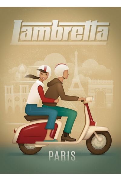 Universal Ρετρό Σκούτερ Lambretta Ξύλινη Διακοσμητική Αφίσα Τραπεζιού