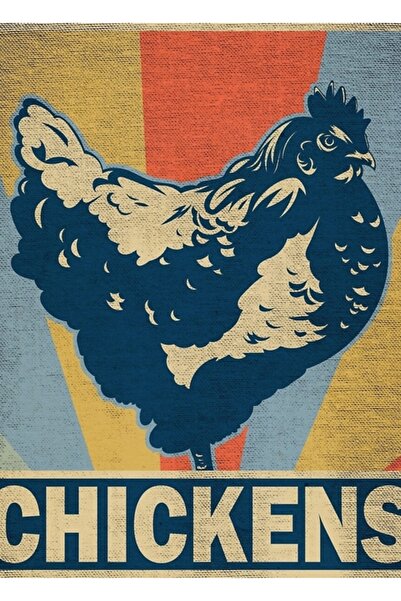 Universal Ρετρό Βίντατζ Ξύλινη Αφίσα Ζωγραφικής με Κοτόπουλα Διακοσμητική