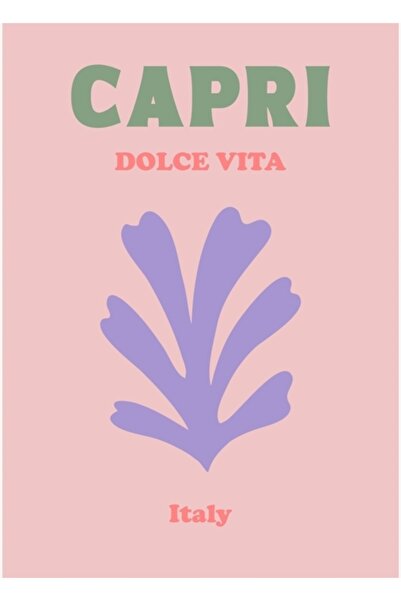 Universal Αφίσα Capri Assouline, Παστέλ Ροζ και Βιολετί Ρετρό Εκτύπωση Ξύλινη...