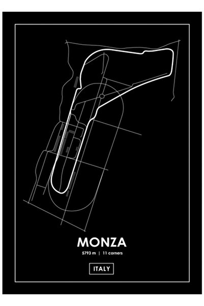 Universal Μόντσα - Ιταλία Χάρτης Διαδρομής Λευκός Πίνακας Ξύλινη Αφίσα Διακοσ...