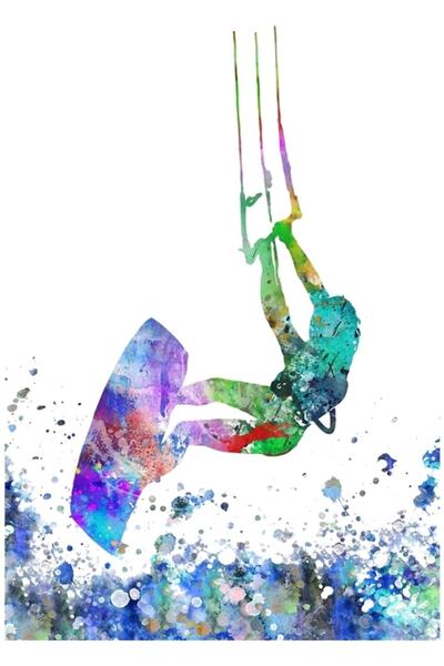 Universal Poster decorativ din lemn cu tablou de kitesurfing