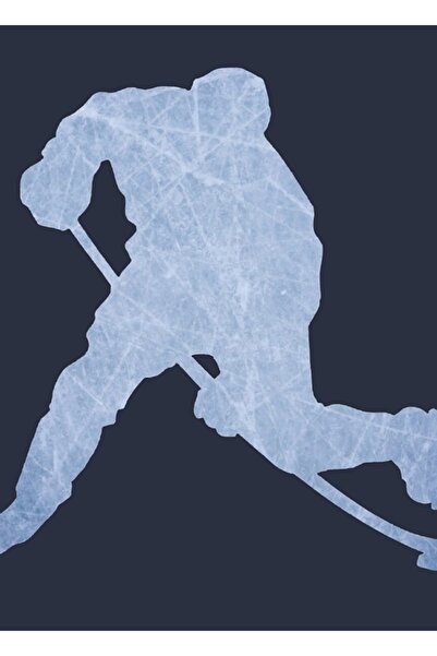 Universal Επιτραπέζια ξύλινη αφίσα με σιλουέτα χόκεϊ στον πάγο, διακοσμητική