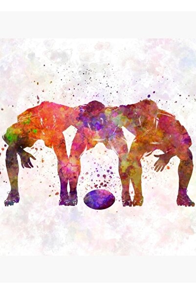 Universal Ανδρικοί παίκτες ράγκμπι 05 Ξύλινη αφίσα με ακουαρέλα διακοσμητική