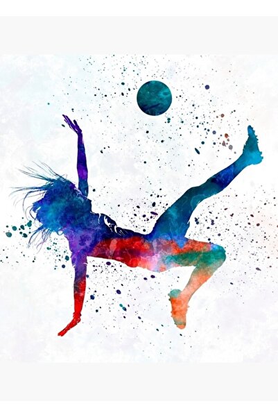 Universal Tablou Poster din lemn Decorativ Fotbalistă 08 Acuarelă