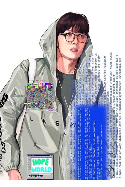 Universal Hoseok X Glıtch Ξύλινη Διακοσμητική Αφίσα Τραπεζιού Κωδικός3708