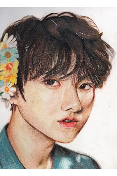 Universal Χρωματιστά μολύβια Jungkook Fanart Painting Ξύλινη αφίσα Διακοσμητι...
