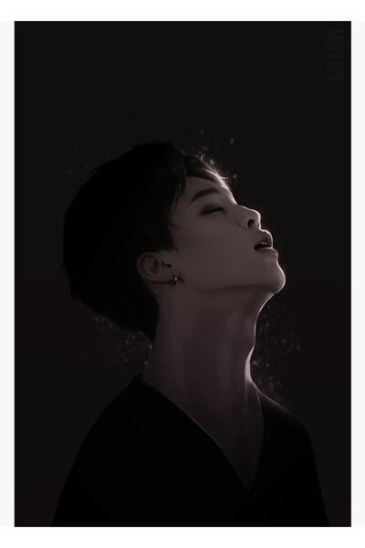 Universal Jimin - Ασπρόμαυρη Ξύλινη Αφίσα Ζωγραφικής Διακοσμητική Ξύλινη Αφίσ...