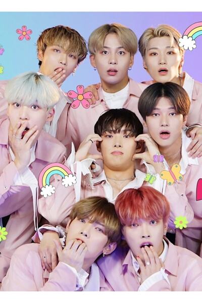 Universal Ateez Χαριτωμένο Ξύλινο Διακοσμητικό Πίνακα με Αφίσα Κωδ.4030