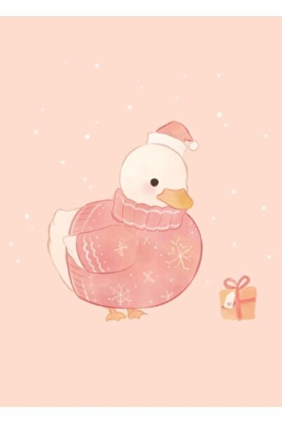 Universal Poster decorativ din lemn cu pictură de rață Chonky de Crăciun