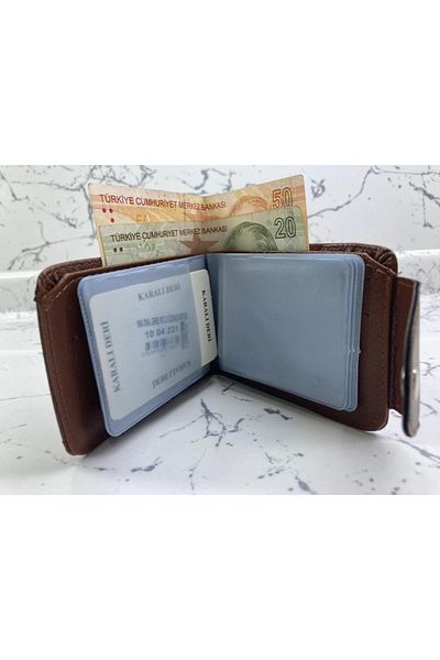 Karalı Deri Мъжки портфейл с копче