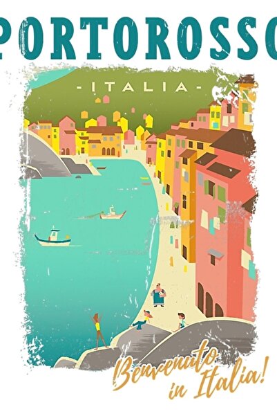 Universal Luca Portorosso Benvenuto στην Ιταλία Ξύλινη διακοσμητική αφίσα για...