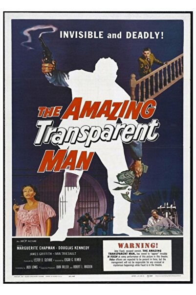 Universal The Amazing Transparent Man - 1960 - Vintage Ξύλινη Διακοσμητική Αφ...