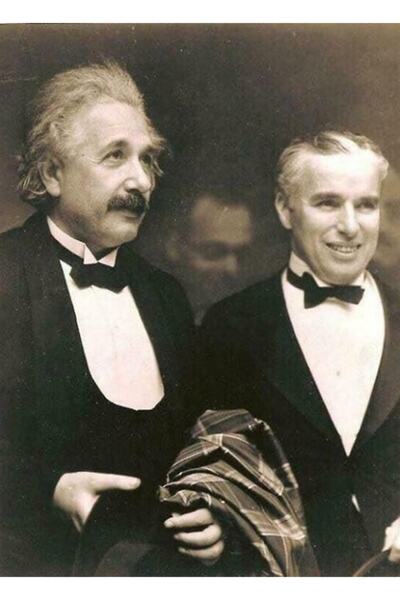 Universal Elbert Einstein și Charlie Chaplin Tablou decorativ din lemn, afiș ...