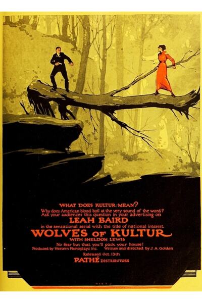 Universal Wolves Of Kultur (1918) Film silențios, afiș decorativ din lemn