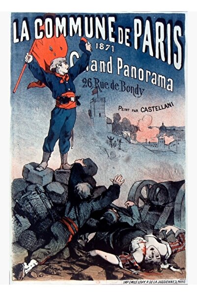 Universal Afiș vintage La Commune De Paris 1871, pictură, poster din lemn, de...