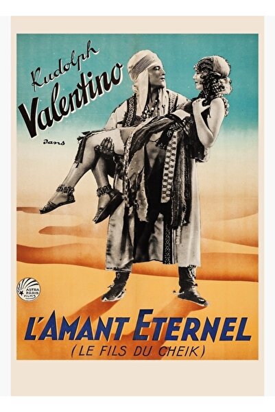 Universal Ρούντολφ Βαλεντίνο Ο Γιος του Σεΐκ (1926) Γαλλική Ξύλινη Αφίσα Διακ...