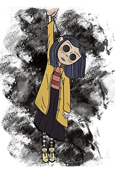 Universal Poster decorativ din lemn cu artă fan-art a păpușii Coraline